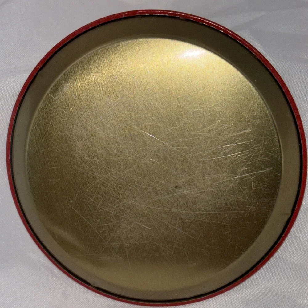 Vintage‎ Metal Christmas Drink Coasters Red Green Bow Retro 1960